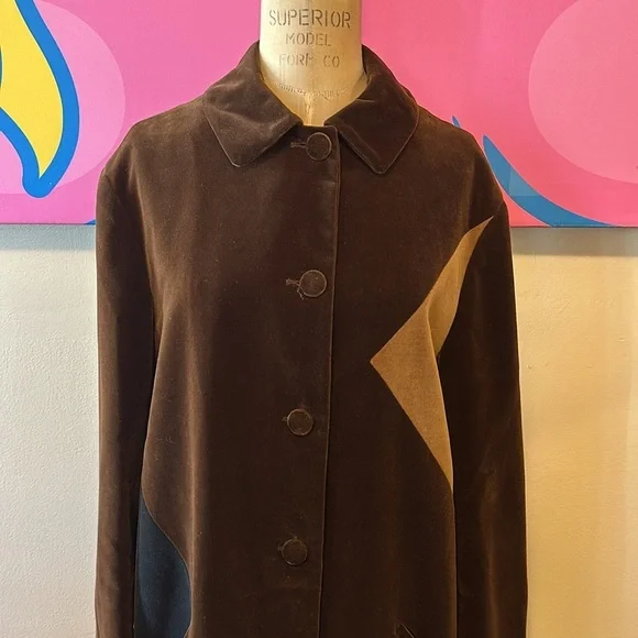 Moschino Couture Brown Patchwork Harlequin Velvet Coat - Picture 3 of 16
